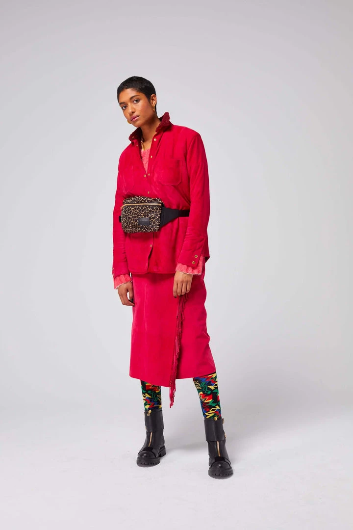 Heimstone Dori Overshirt In Fuschia Suede