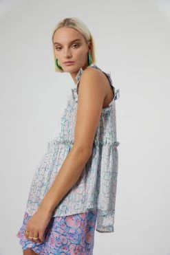 Heimstone Kaya Blouse In Lagoon Print Shop Woman