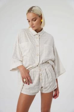 Heimstone Shop Woman Spencer Short In Blues Weave