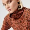 Heimstone SALES Slick Turtleneck In Brick Leopard Jersey