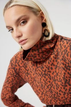 Heimstone SALES Slick Turtleneck In Brick Leopard Jersey