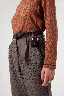 Heimstone Shop Woman Belt In Burgundy Leopard Leather