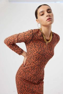 Heimstone SALES Fox Dress In Brick Leopard Jersey