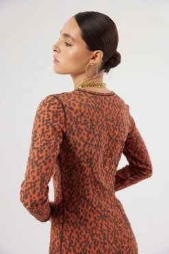 Heimstone SALES Fox Dress In Brick Leopard Jersey