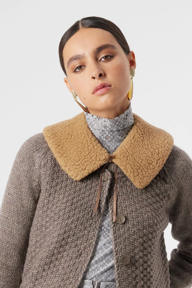 Heimstone Trapper Collar In Tricolore Wool SALES 1 Heimstone Trapper Collar In Tricolore Wool SALES
