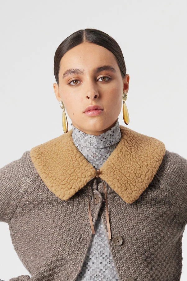 Heimstone Trapper Collar In Tricolore Wool SALES 3 Heimstone Trapper Collar In Tricolore Wool SALES