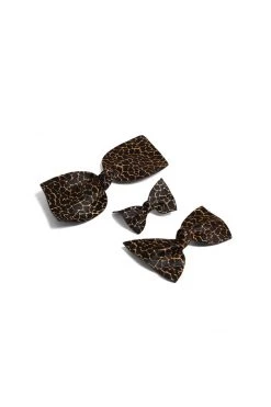 Heimstone Small Hair Clip In Giraffe Printed Leather Hair Clips 13