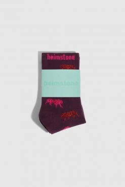 Heimstone Ankle Socks In Burgundy Tiger Print SALES