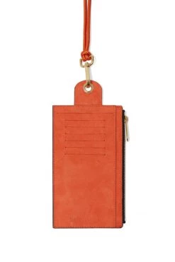 Heimstone The Minis - Large Neck Wallet In Orange Camouflage Printed Leather
