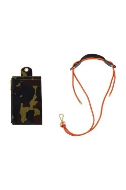 Heimstone The Minis - Large Neck Wallet In Orange Camouflage Printed Leather