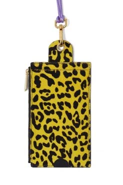Heimstone The Minis - Large Neck Wallet In Yellow Leopard Printed Leather The Minis & Maxis