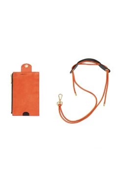 Heimstone The Minis & Maxis The Minis - Large Neck Wallet In Orange & Purple Suede