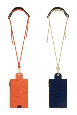 Heimstone The Minis & Maxis The Minis - Large Neck Wallet In Orange & Purple Suede