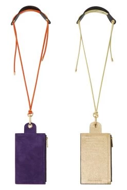 Heimstone The Minis & Maxis The Minis - Large Neck Wallet In Orange & Purple Suede