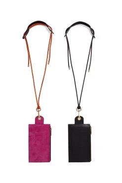 Heimstone The Minis & Maxis The Minis - Large Neck Wallet In Orange Leopard Printed Leather