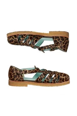 Heimstone Ricky Sandals In Giraffe Printed Leather Shoes 16 5 Heimstone Ricky Sandals In Giraffe Printed Leather Shoes 16