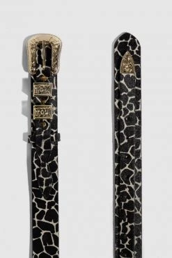 Heimstone Texan Belt In White Giraffe Printed Leather Shop Woman