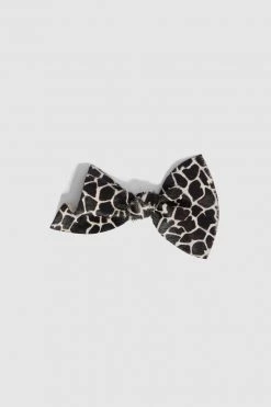 Heimstone Shop Woman Mini Hair Clip In White Giraffe Printed Leather