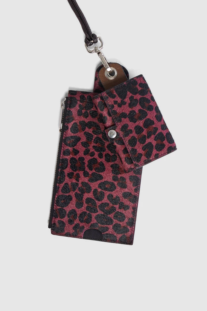 Heimstone The Minis - Large Neck Wallet In Burgundy Leopard Printed Leather 2 Heimstone The Minis - Large Neck Wallet In Burgundy Leopard Printed Leather