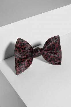 Heimstone Shop Woman Mini Hair Clip In Burgundy Leopard Printed Leather