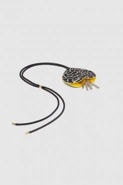 Heimstone The Minis - Long Heart Keychain In White Giraffe Printed Leather Shop Woman