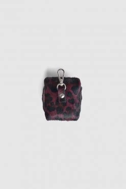 Heimstone Shop Woman Airpods Case In Burgundy Leopard Printed Leather