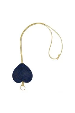 Heimstone The Minis - Long Heart Keychain In Blue Cheetah Leather