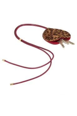 Heimstone The Minis - Long Heart Keychain In Leopard Leather The Minis & Maxis